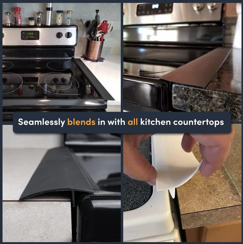 Linda’s Essentials Silicone Stove Gap Covers (2 Pack), Heat Resistant Oven Gap Filler Seals Spaces Between Stovetop and Counter, Easy to Clean Sto...
