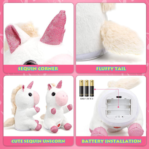 TOY Life Plush Unicorn Toys Baby Musical Talking Toys Repeat What You Say Infant Toys, Stuffed Newborn Toys with Dancing Singing Toys for Babies B...