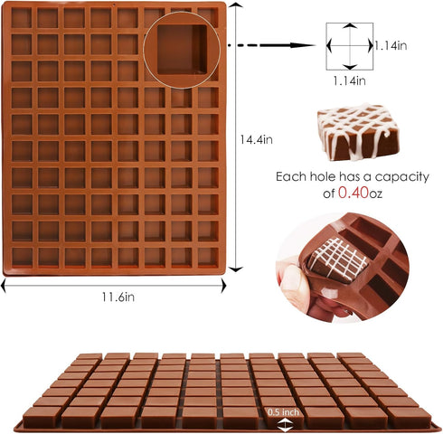 Sakolla Square Chocolate Mold, 80 Cavities Silicone Molds for Chocolate, Caramel, Praline, Ice Cube, Jelly, and Gummy (Coffee?...
