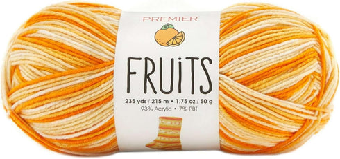 Premier Yarns Fruits Orange 2052-05 (3-Skeins - Same Dye Lot) Weight #1 Acrylic Yarn for Crocheting and Knitting - Bundle with 1 Artsiga Crafts Pr...
