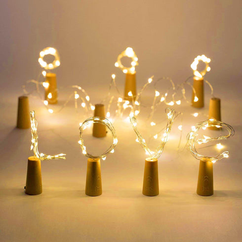 Aluan Wine Bottle Lights with Cork, 12 LED 10 Pack Fairy / String Lights Waterproof Battery Operated for Jar Party Wedding Christmas Festival Bar ...