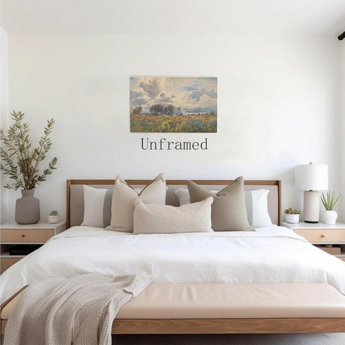 SHDOWARTH Vintage Landscape Canvas Wall Art Country Wildflower Posters Field landscape painting Country Field Wall Art for Bedroom Living Room Bat...