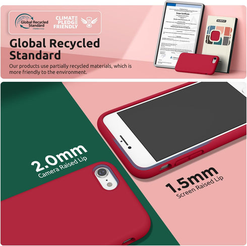 SURPHY Designed for iPhone SE Case, iPhone 8 Case, iPhone 7 Case, Liquid Silicone Phone Case for iPhone se 3rd 2nd SE 2022 SE 2020, Red...