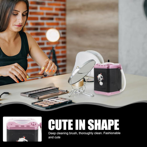 Mini Makeup Brush Cleaner Device Plastic Electric Automatic Power Washer Sponge Cleaning Machine for Women Girls...