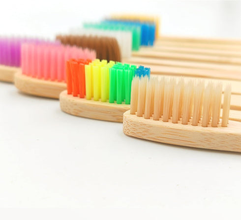 Bamboo Toothbrushes (10 Pack) | BPA Free Soft Bristles Tooth Brush, Eco Friendly Multi-Color Bristle Wood Tooth Brushes Recycled Biodegradable, So...