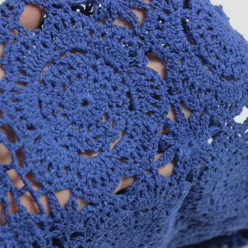 KEPSWET Cotton Handmade Crochet Lace Table Runner Blue Rectangle Coffee Table Dresser Decor (14x36 inch)...
