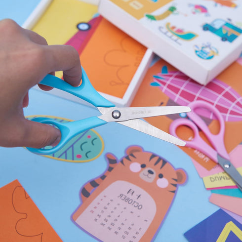5.5" Left Handed Scissors for Kids Ages 3-5 Preschool Craft Supplies Toddler Safety Scissors,3 Bulk Small Child Scissor All Purpose...