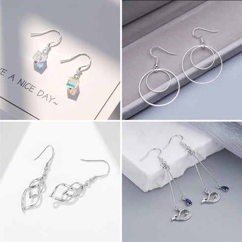 100 PCS/50 Pairs Earring Hooks for Jewelry Making - 925 Silver Hypoallergenic Earring Hooks, Earring Making Supplies Kit, Earring Findings, Ear Wi...