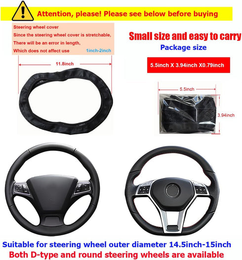Car Steering Wheel Cover, Elastic Stretch Woven Vehicle Steering Protector Without Inner Ring, Auto Steering Protective Cover, 14.5-15 inch Univer...