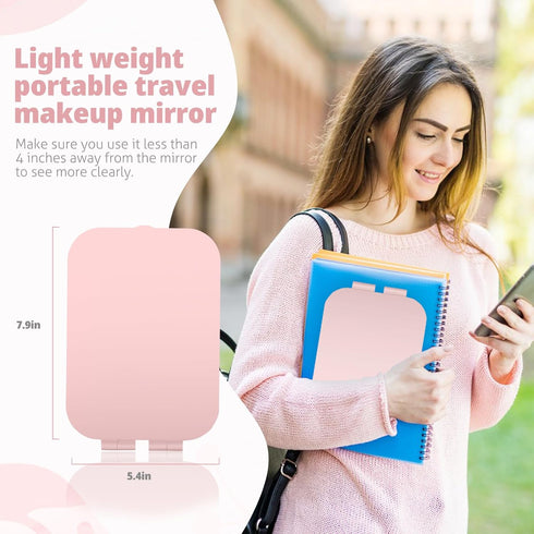 Travel Makeup Mirror, 1000mAh Battery-Powered Illuminated Mirror, 3 Adjustable Light Settings USB-Rechargeable Vanity Mirror with Touch-Sensitive ...