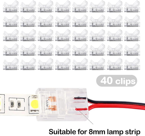 40 Pieces RGB LED Light Strip Connectors Unwired Gapless Solderless Adapter Terminal Extension Waterproof LED Light Adapter Transparent Led Strips...