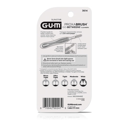 GUM Proxabrush Go-Betweens Interdental Brushes, Wide, Plaque Removal, 10 Count...