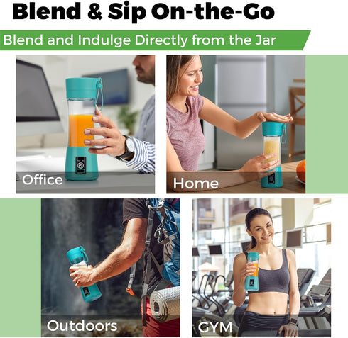 Personal Blender for Shakes and Smoothies, USB Rechargeable Shaker, Portable Juicer with Six Cutters, 380ML Juice Bottle for Travel Gym?Teal?...