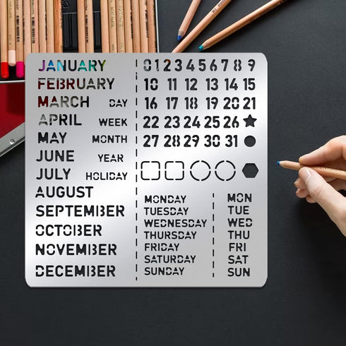 BENECREAT Month Metal Journal Stencil, Calendar Stainless Steel Stencil Template for Notebook Diary Scrapbook, DIY Drawing, Wood Burning, Engravin...