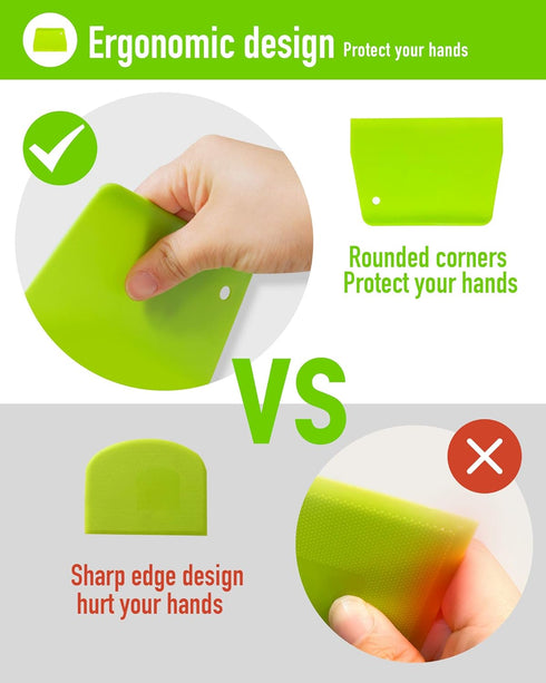 (2PCS) Dough Scraper Bowl Scraper ?Food safe Plastic Dough Cutter? Flexible Plastic Scraper Practical Bench Scraper Multipurpose Food Scrappers fo...