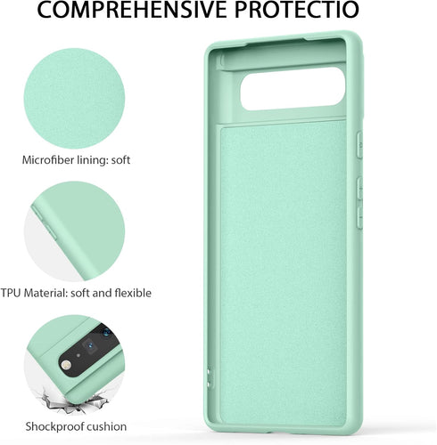 Amzpas Silicone Phone Case Compatible with Google Pixel 6, Soft Protective Smart Phone Case for Women Men, Durable Anti-Scratch Shockproof Phone C...