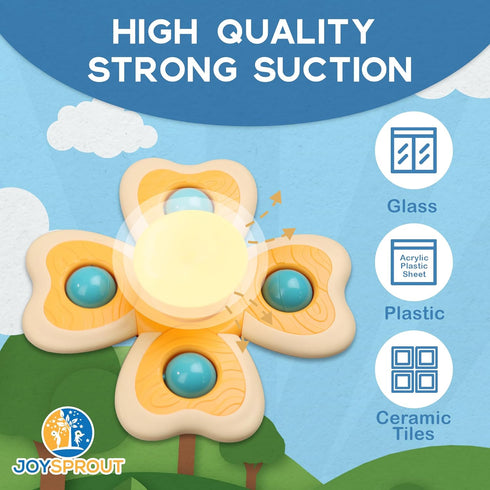 Spinner Toys for Babies, 4pcs Baby Spinners with Suction Cups for Interactive Stimulation and Sensory Development, Window Spinners for Toddlers 1-...
