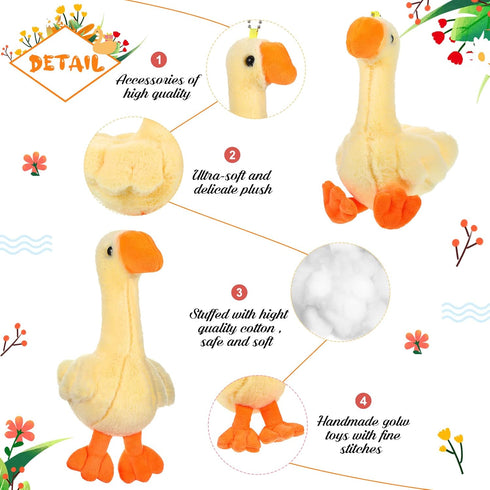 6 Pieces Goose Stuffed Animal 6.3 Inch Plush Goose Stuffed Goose White Light Yellow Stuffed Animal Toy Soft Stuffed Doll Birthday Gift for Christm...