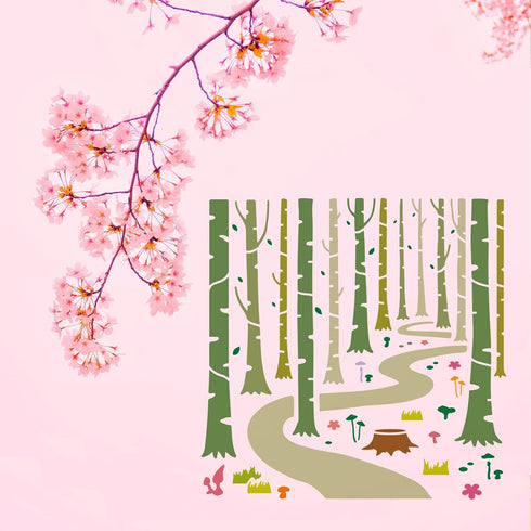 FINGERINSPIRE Woodland Forest Stencils 11.8x11.8 inch Forest Tree Painting Stencil Forest Path Stencil Plant Drawing Stencil Into The Woods Stenci...