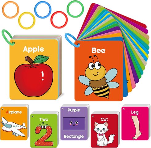Toddler Flash Cards Baby Cognitive Flashcards for Kids, Learning Alphabet, Numbers, Shapes & Colors, Animals, First Words, Body Parts, Foods, Pres...