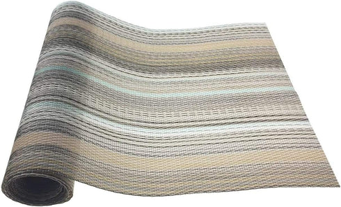 Aothpher Multi Color Country Rustic Farmhouse Stripe Table Runner, Square Heat Resistent PVC Woven Polyethylene Non-Slip for Kitchen, Weddings, Pa...