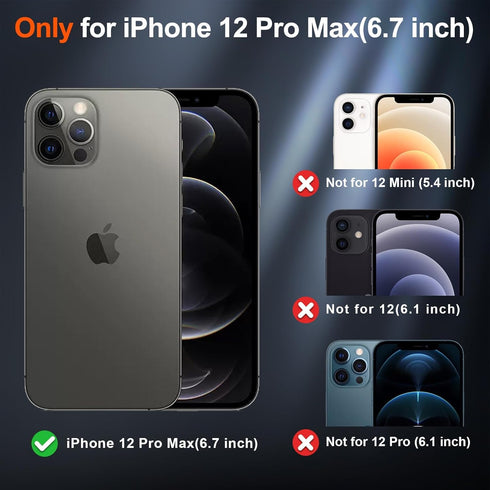 SUPFINE Magnetic for iPhone 12 Pro Max Case (Compatible with MagSafe) (12FT Military Grade Drop Protection) 2XTempered(Glass Screen and Camera Len...