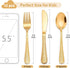 LIANYU 12-Piece Kids Gold Silverware Set, Stainless Steel Toddler Utensils, Hammered Metal Preschooler Flatware Cutlery Set, Children Tableware In...