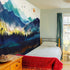 RosieLily Mountain Tapestry, 59"x79" Watercolor Tapestry Nature Tapestry Misty Forest Tapestry Sun Sunset Tree Landscape Tapestry Mountains Teal M...
