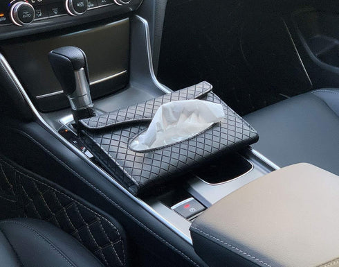 Car Tissue Holder - Sun Visor Napkin Holder, PU Leather Backseat Tissue Case for Truck (Black)...