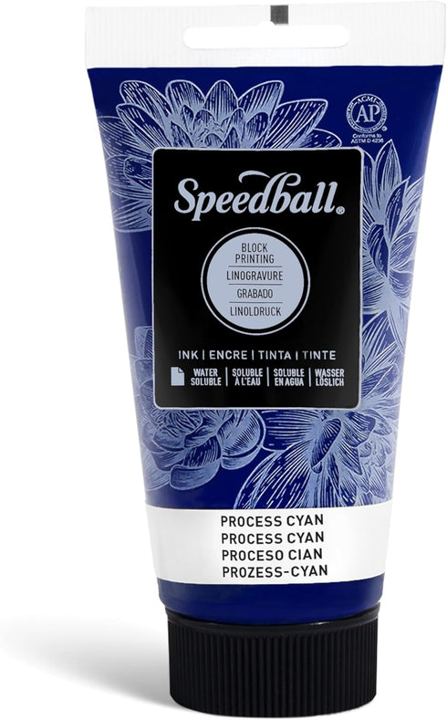 Speedball Water-Soluble Block Printing Ink, 2.5-Ounce Tube, Process Cyan...