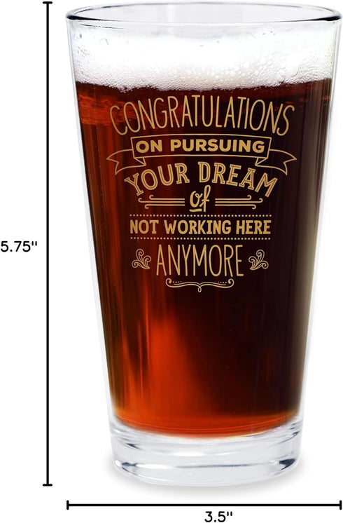 Bad Bananas Farewell Gifts for Coworkers - Congratulations on Pursuing Your Dream - 16 oz Beer Pint Glass - Going Away Gifts for Friends - Retirem...