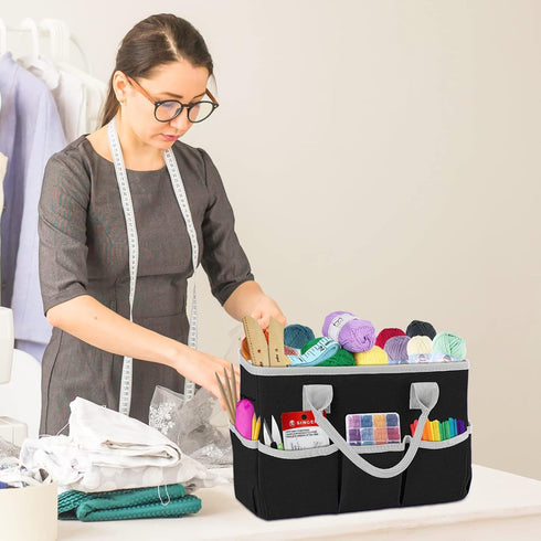 ZKOO Art Supply Storage Organizer Caddy ?Craft Tote Bags with Pockets for Scrapbook Organization and Storage Supplies?Portable Office Organizer (B...