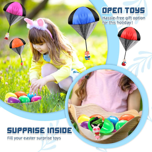 6 Pack Easter Eggs with Easter Parachute Toys Throwing Toy for Kids Boys Girls Easter Basket Stuffers Fillers Gifts Party Favors...