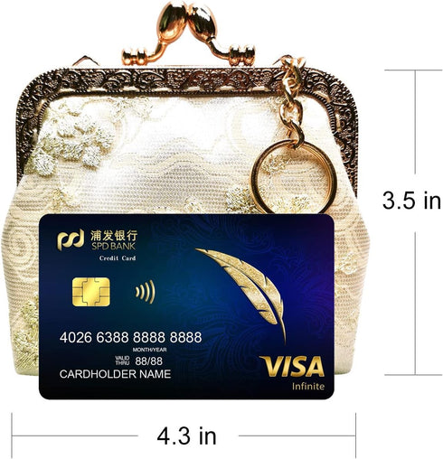 Vintage Kiss Lock Coin Purse Keychain Buckle Wallet for Women(light yellow)...