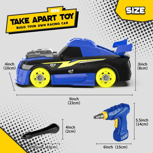 GILOBABY 26 Pieces Take Apart Toys for Boys, Racing Car with Electric Drill, Sounds & Lights, Building Stem Toys for Kids, Gifts for 3 4 5 Year Ol...