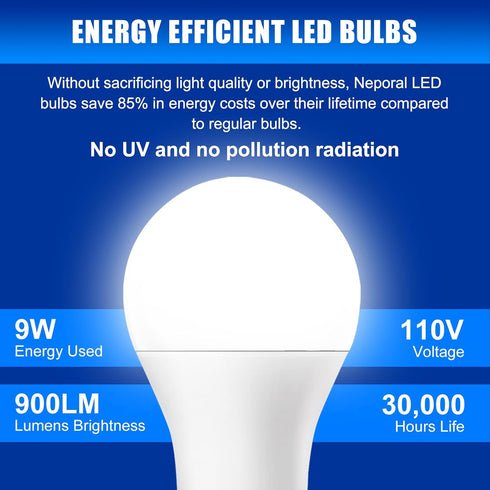 Neporal Garage Door Opener LED Light Bulb Universal A19 9W 60W Equivalent 6000K Cool White Ultra Bright E26 Base Compatible with Most Garage Door ...