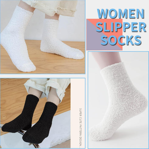 Women's Cozy Fluffy Fuzzy Socks Plush Home Slipper Socks 5,6,7,8 Pairs...