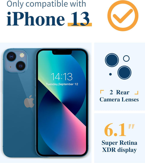GVIEWIN Designed for iPhone 13 Case 6.1 Inch, with Tempered Glass Screen Protector + Camera Lens Protector Clear Flower Soft & Flexible Shockproof...