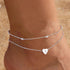 Tasiso Silver Plated Layered Initial Satellite Heart Anklet for Women Handmade Dainty Engraved Letter Beads Boho Ankle Bracelet Minimalist Beach J...