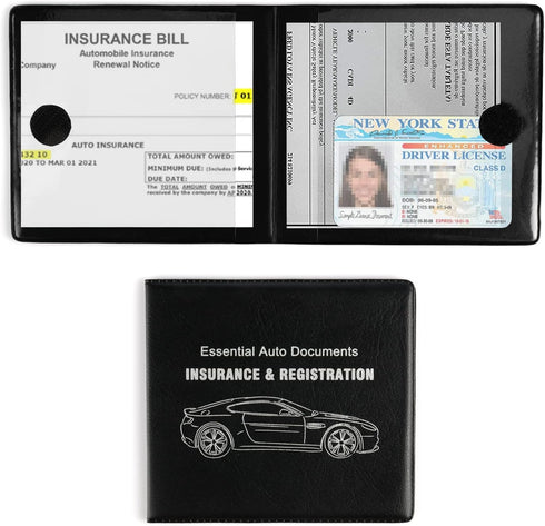 UYYE Car Registration and Insurance Card Holder, Vehicle Glove Box Car Organizer, Interior Car Accessories for Documents, Cards, License - 2 Pack...