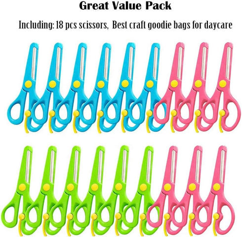 Kids Scissors, preschool 5 Inch Blunt Tip Anti-Pinch Shears, Left and Right Handed Children’ Artwork Cutter Scissors, Kindergarten Daycare Gift fo...