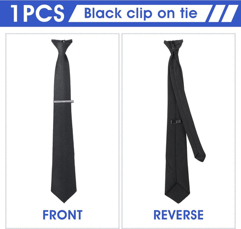 Yolev Men's Clip-On Ties 20 Inches Solid Color Clip-on Neckties Pre-tied Neckties for Wedding Office School Uniform with Tie Clip...