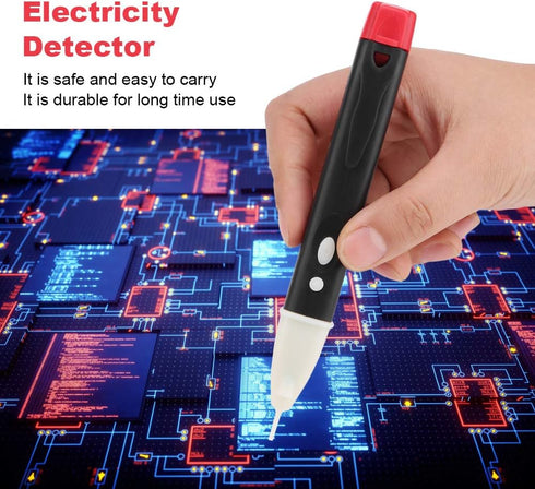 ViaGasaFamido Voltage Tester Pen Non Contact Electric Test Pencil Electricity Detector with LED Light Electricity Voltage Tester 90-1000V Red Hous...