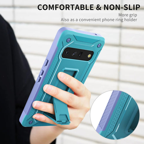 Compatible with Google Pixel 6 Case - Ultimate Drop Protection Case with Kickstand (Blue)...