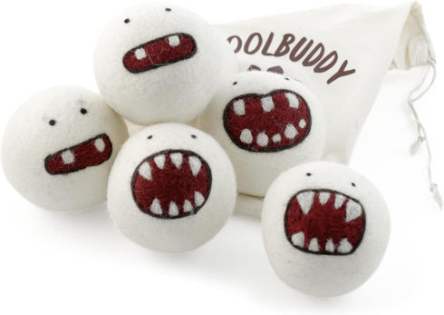 Woolbuddy Dryer Balls, 6 pack Monster Design Reusable Wool Dryer Balls, Home and Cleaning Essentials, Cute & Funny Laundry Accessories for Reusabl...
