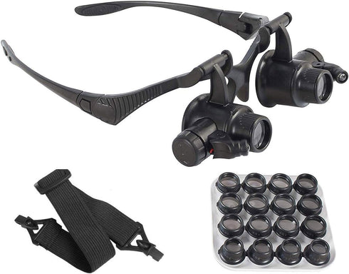 LED Illuminated Double Eye Jeweler Watch Repair Magnifying Glasses Loupe Headband Magnifier -8 Interchangeable Lens: 2.5X/4X/6X/8X/10X/15X/20X/25X...