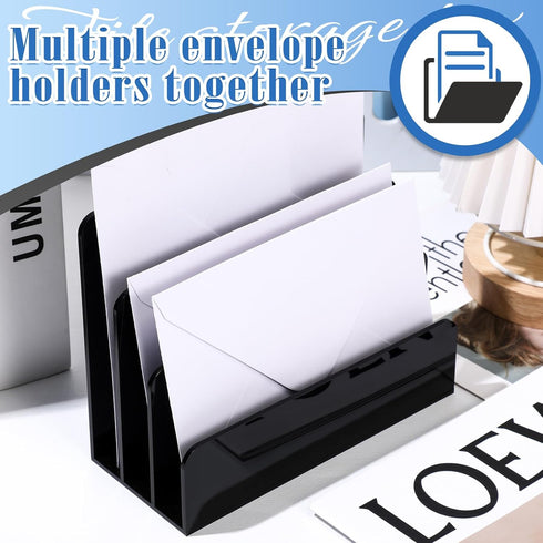 Black Desktop Mail Organizer Acrylic File Holder Acrylic File Organizer Multifunction Office File Sorter for Easy Access Office Home Letter Docume...