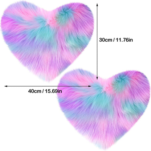 Mudder 2 Pieces Heart Shaped Rug Faux Room Fluffy Carpet Heart Shaped Door Mat for Room Bedroom, 12 x 16 Inch(Pink, Purple, Green)...