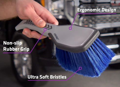 VIKING Wheel Brush for Rims, Cleaning Brush for Tires, Tire Brush for Car, Grey, 10.3 inch x 3.3 inch x 3.8 Inch...