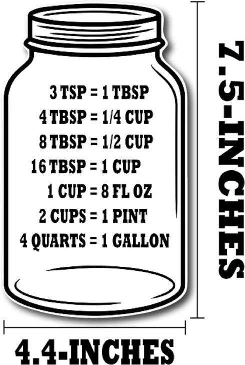 Kitchen Conversion Chart on Jar Magnet Standard Conversion Chart Décor Cooking Measurements for Food Measuring Easy to Read Recipe Baking Tools Ac...